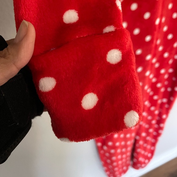 Jenni Adult Hooded Fleece Jumpsuit Pock A Dots Red Pajamas Christmas XXL - Picture 9 of 10